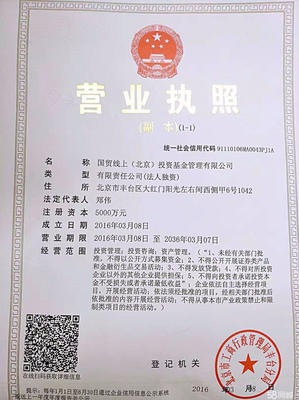 北京优质投资基金管理公司转让 诚寻有意向的合作方